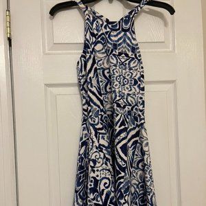 Blue and White Patterned Dress